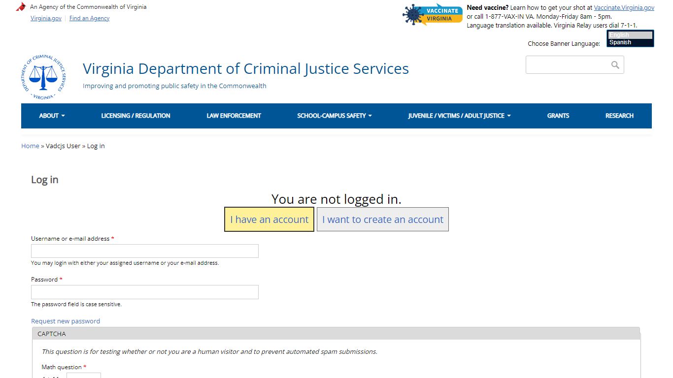 Log in | Virginia Department of Criminal Justice Services